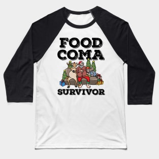 Foodie Gifts Santa Claus Food Coma Funny Christmas Pun Baseball T-Shirt